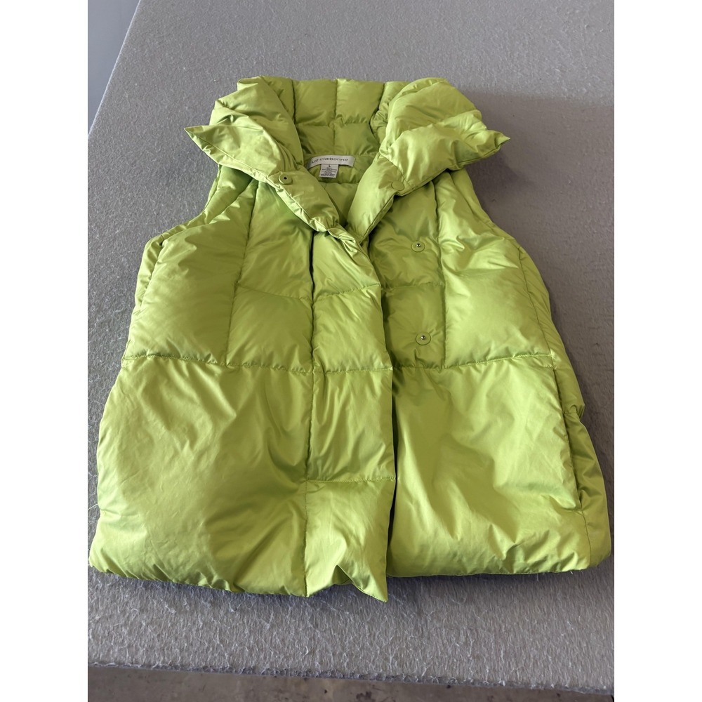 Liz Claiborne Vest Womens Large Green Down Puffer Quilted Snap Front‎ Warm